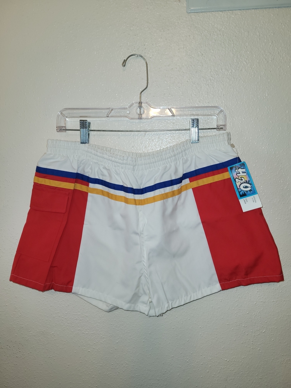 NWT H2O Retro Vintage Color Block Swim Trunks Board Shorts Size Large 80s